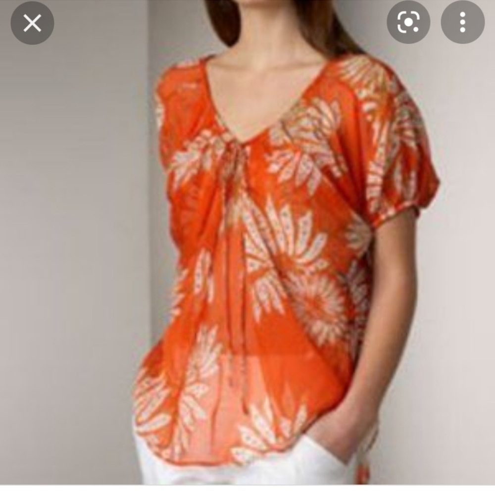 Diane Von Furstenberg Silk Blouse Floral Layered Chiffon Open Back Top 12